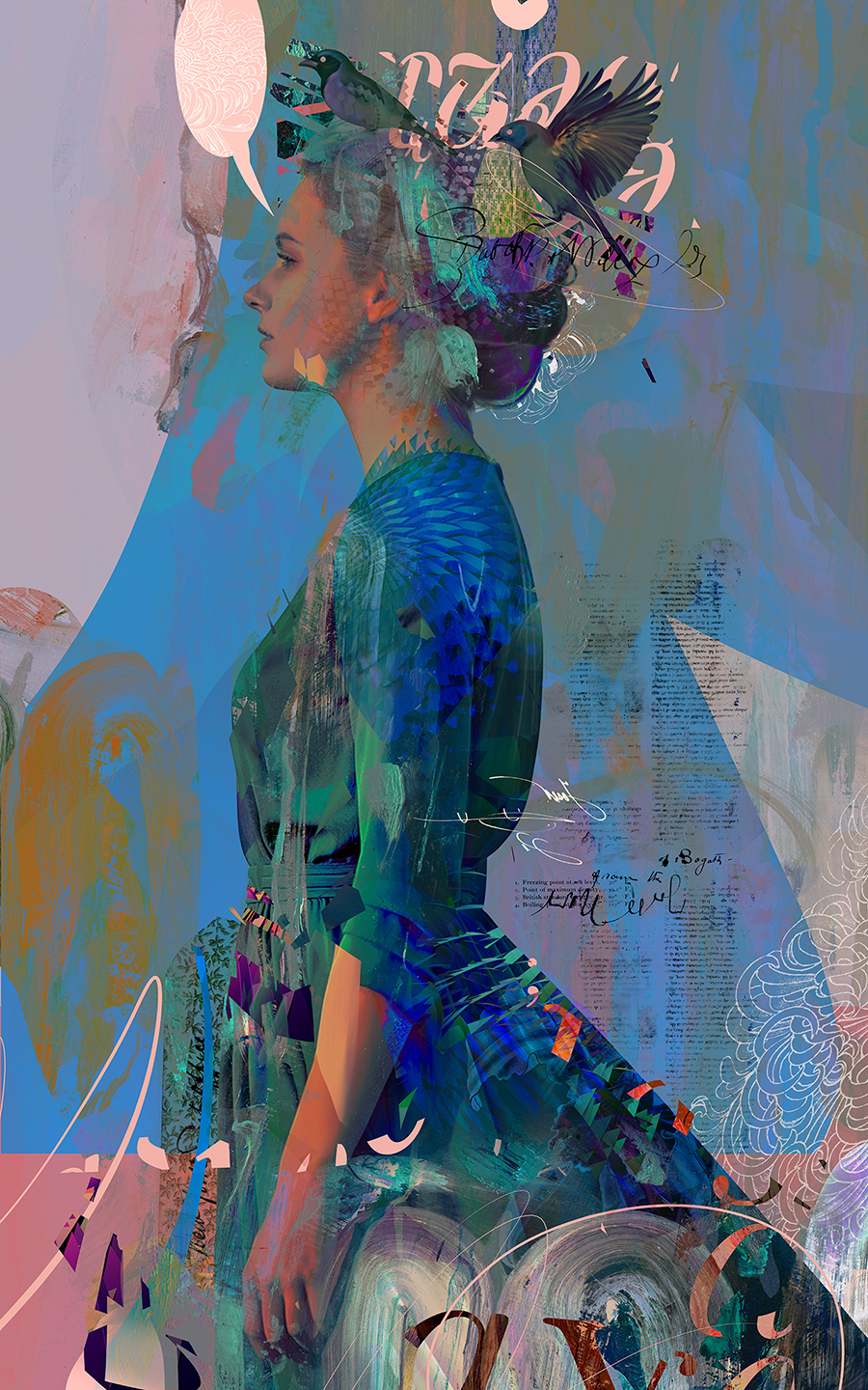 javier-casas-moscko-digitalart-illustration-Nest_on_Womens_Hair_fig1 artwork by Javier Casas Moscko